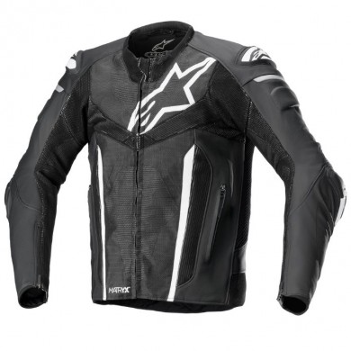 Fusion Leather Jacket Noir Blanc Gris
